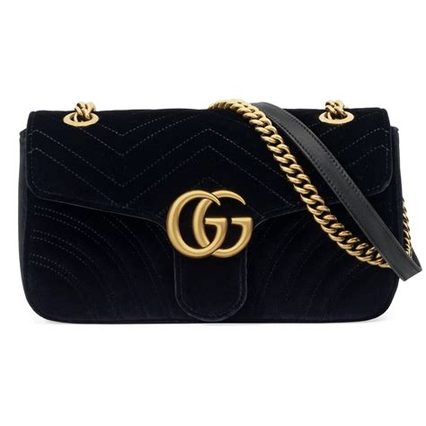 gucci gg marmont velvet small shoulder bag black|Gucci Marmont small matelasse bag.